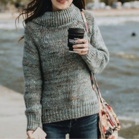 Anthropologie Moth Knit Marled Mock Neck Sweater Small - Picture 2 of 7